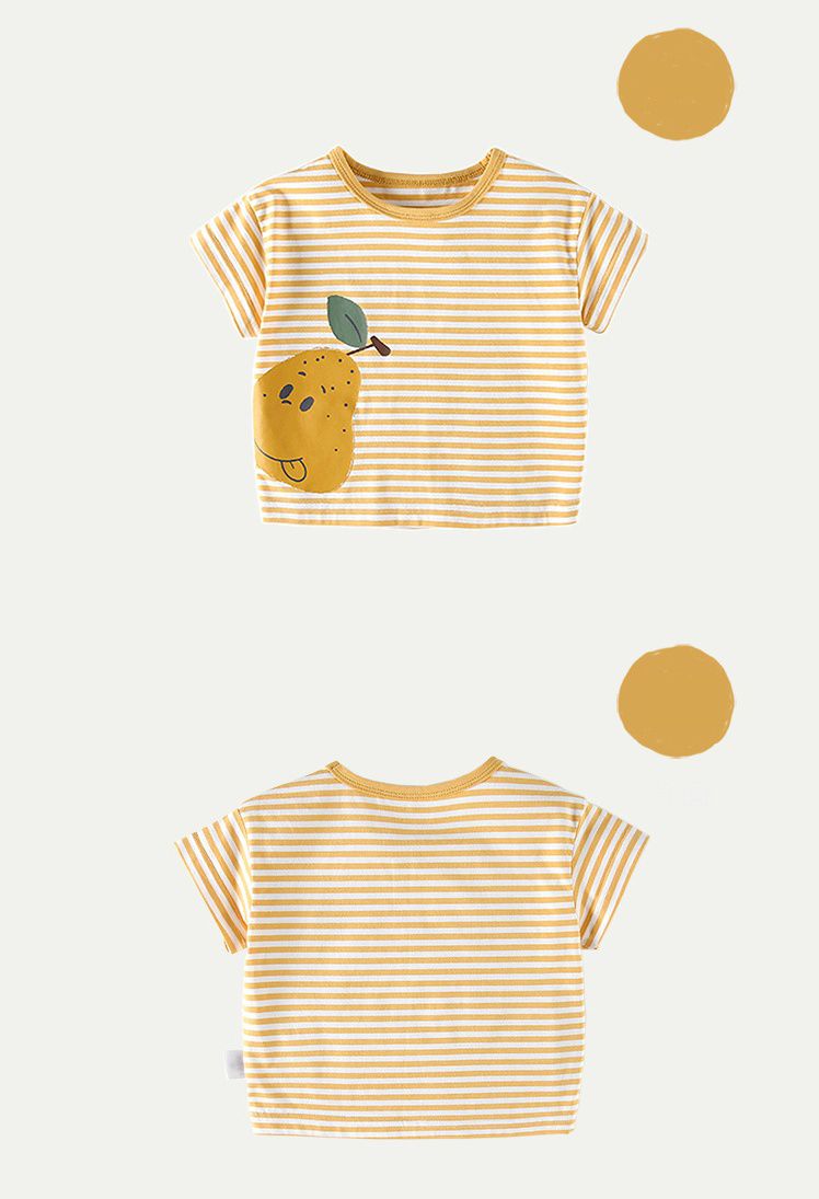 條紋短袖上衣-微笑番茄-紅+白