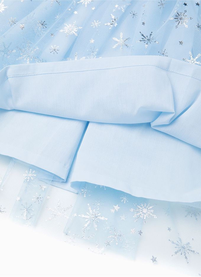 韓國 OZKIZ - 冰雪公主網紗披風洋裝-天空藍