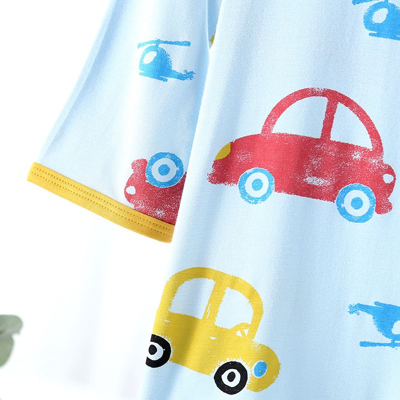 MAMDADKIDS - 透氣七分袖套裝/家居服-車車-白色