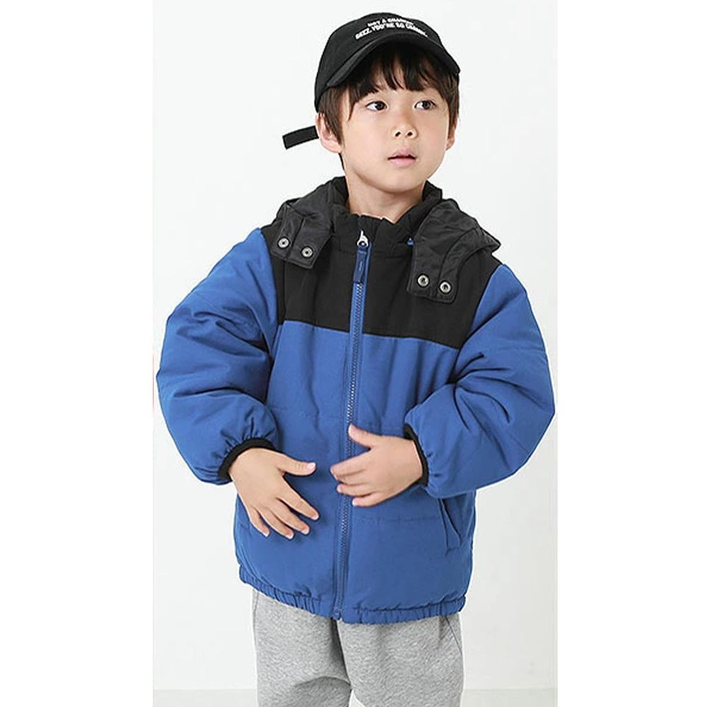 日本 devirock - 鋪棉防風防潑水保暖連帽外套-藍