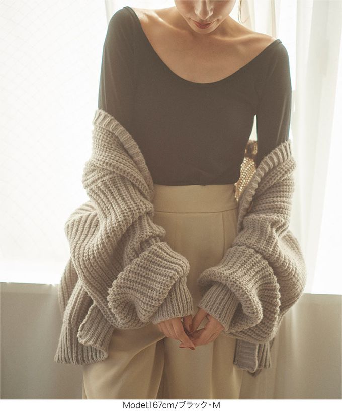 日本 Kobe Lettuce - ＋5度C 發熱機能前後2way深領內搭衣-卡其棕