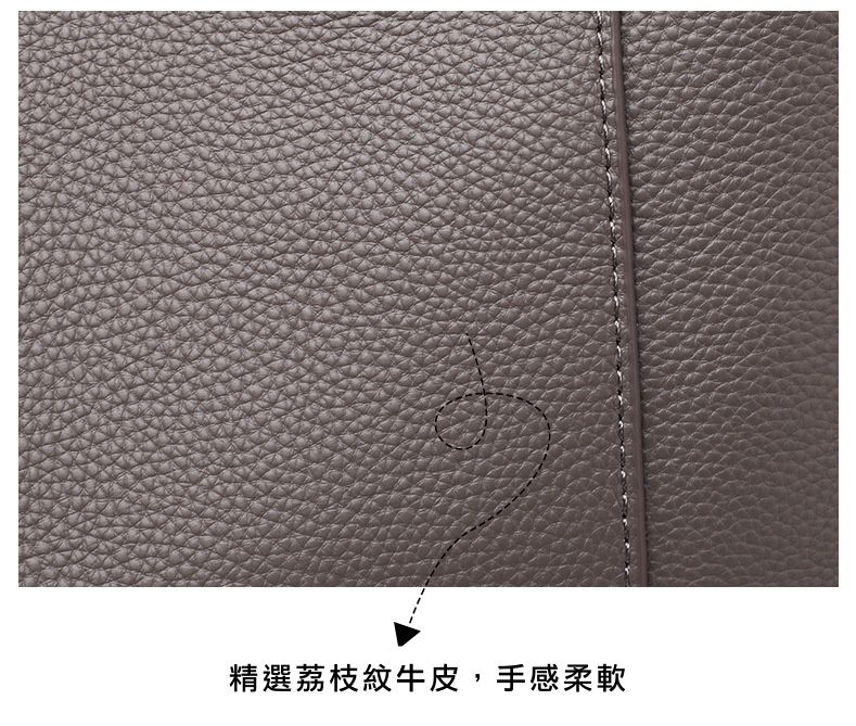 真皮大容量托特包-A4可放-淺灰色 (34x24x13cm)