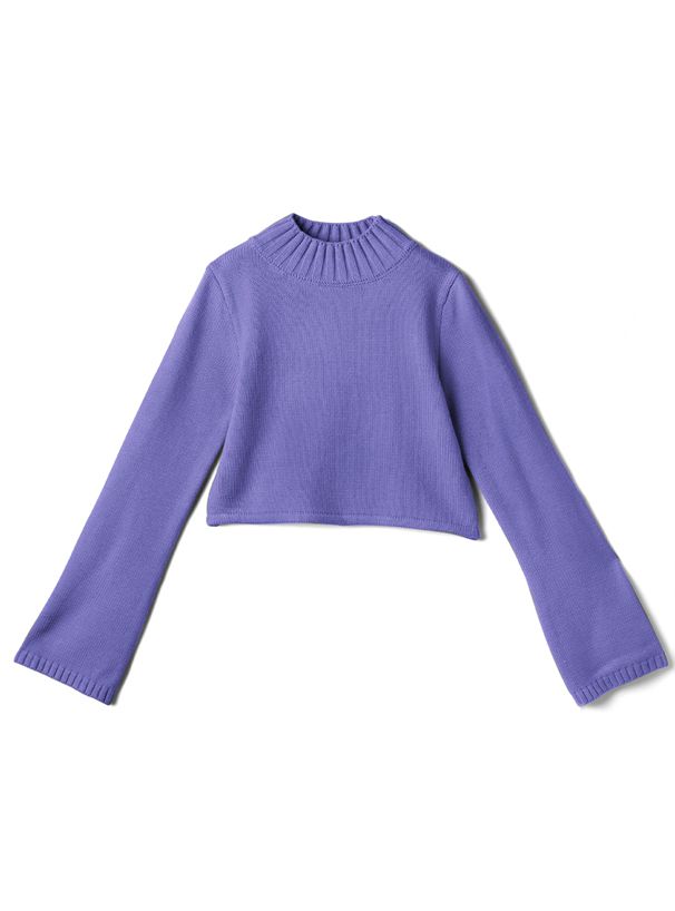 日本 GRL - 微喇叭寬袖針織短版毛衣-暖紅