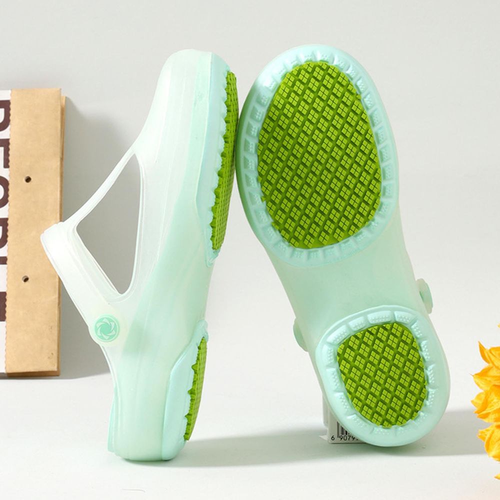 防滑果凍洞洞涼拖鞋-綠