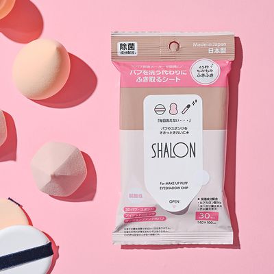 日本SHALON - 日本製 粉撲/海綿清潔濕巾( 30枚/包) 2入組-30枚/包
