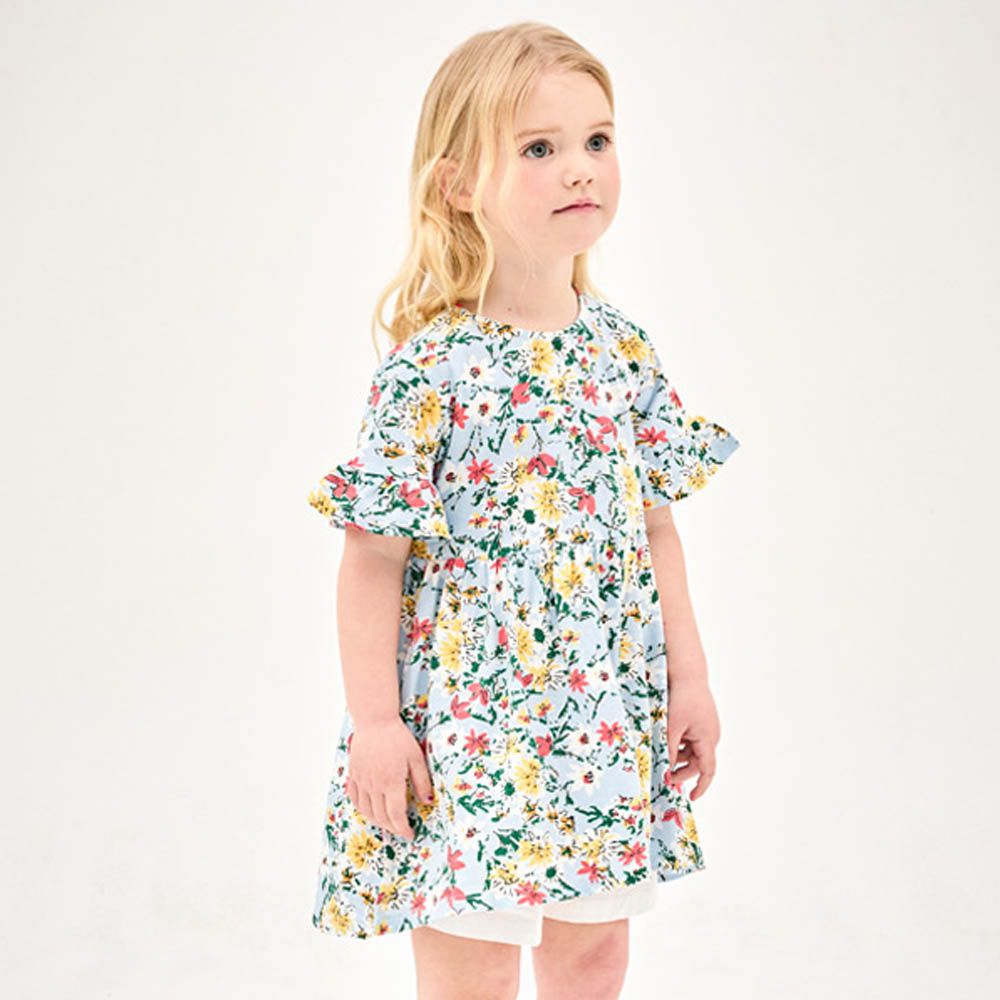 夏日花園荷葉袖上衣-淺藍