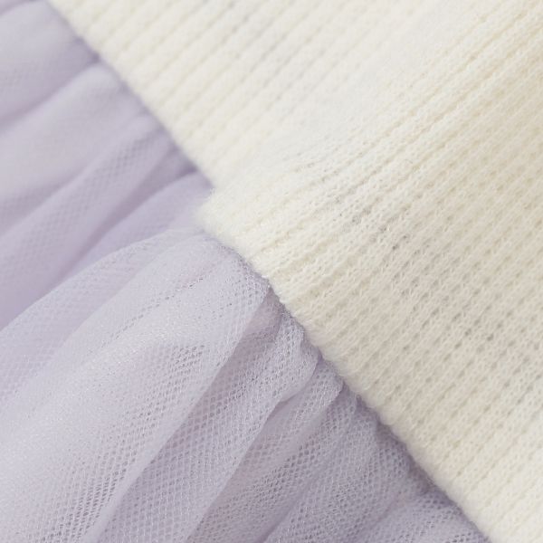 日本 petit main - 聯名款 針織細肩帶+雪紡拼接長袖(二件式)-黛西-粉紫