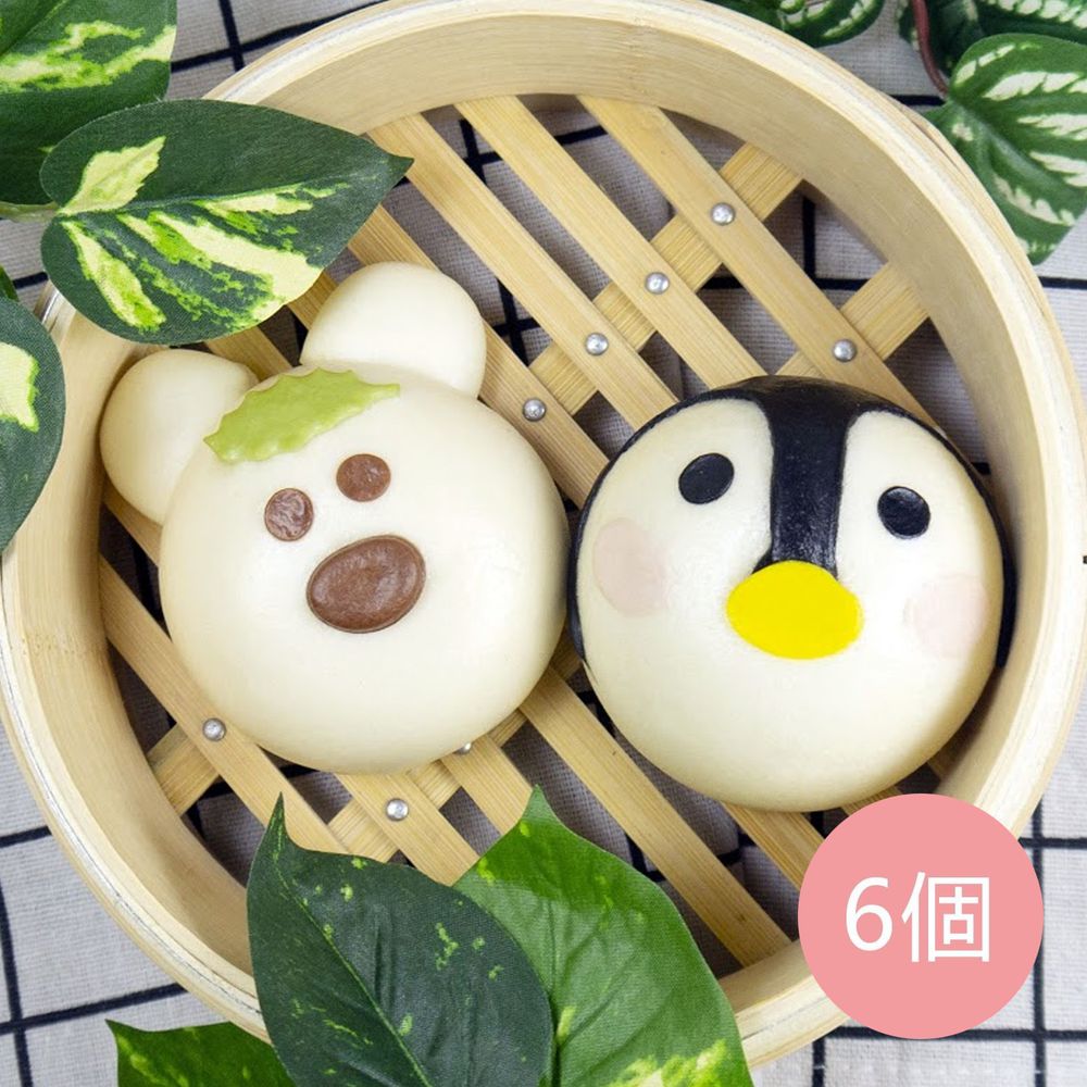 艾酷奇 - 白熊企鵝組-(6入/盒)-(蛋奶素)-白熊-巧克力珍珠(蛋奶素)*3 企鵝-芝麻(蛋奶素)*3-65g±5%