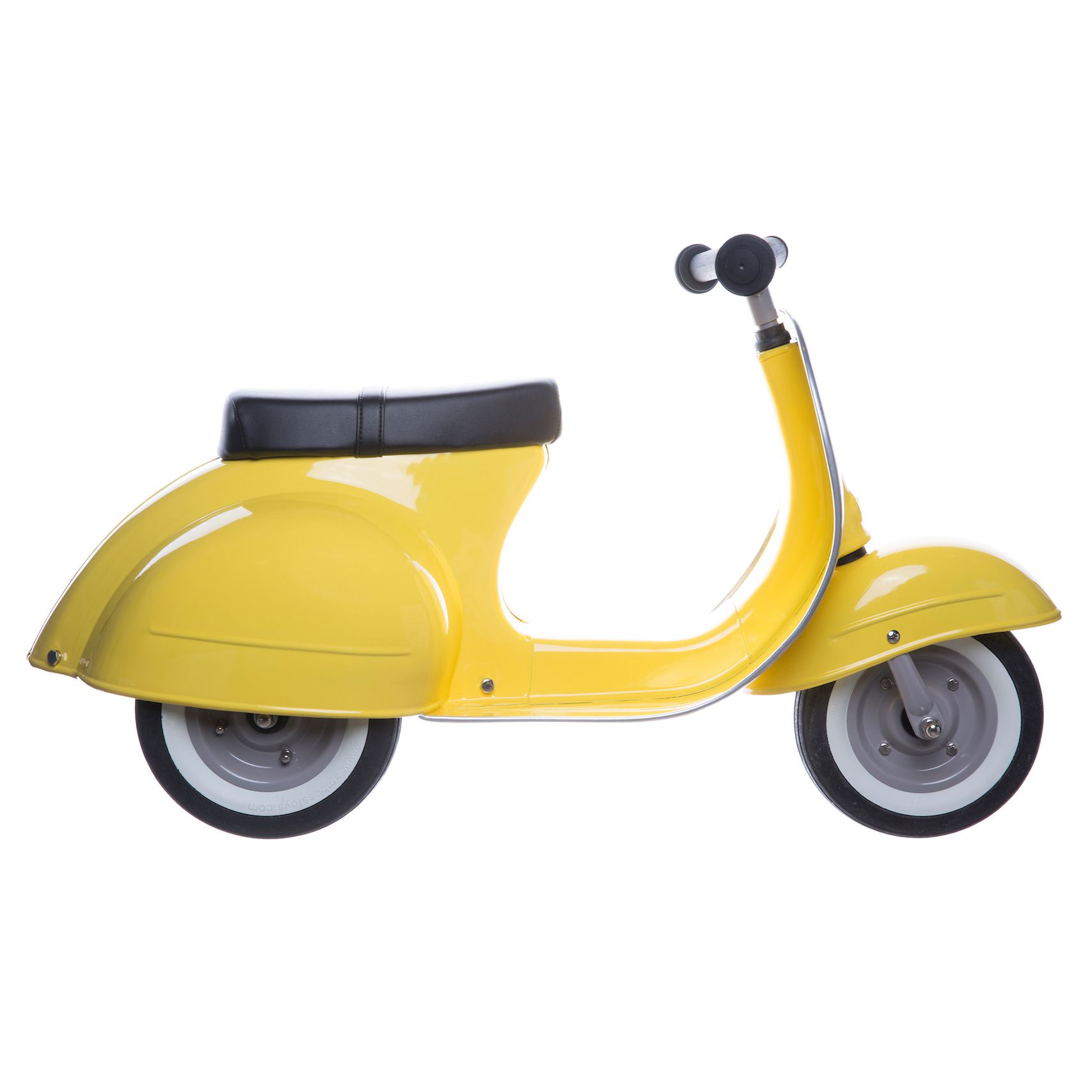 義大利Vespa - 【超值兩台組】Vespa電動玩具車-白+Ambosstoys PRIMO經典偉士牌復古造型滑步車-清檸黃