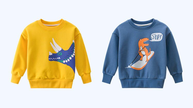 加絨棉混紡衛衣-恐龍系列-黃色