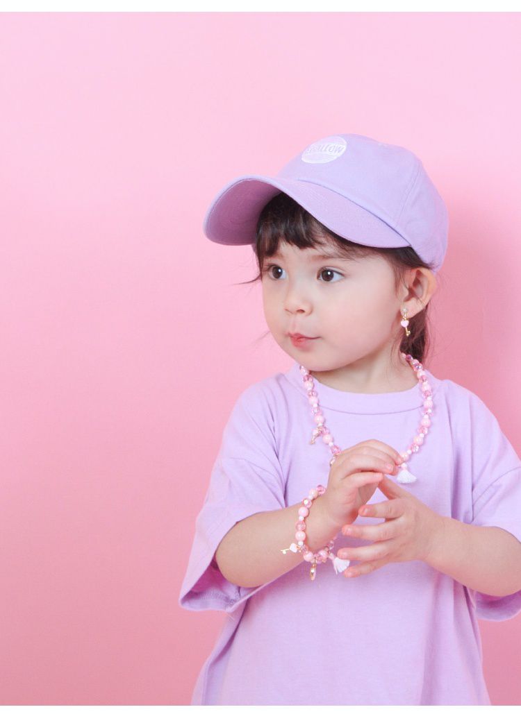 韓國 Babyblee - 字母徽章純色棒球帽-杏 (頭圍：51-55cm)