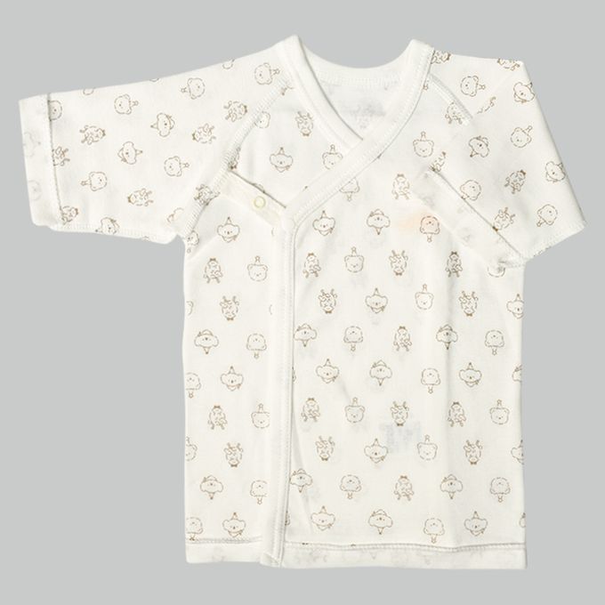 akachan honpo - 長袖肚衣2件組-按扣款 動物園-米白色