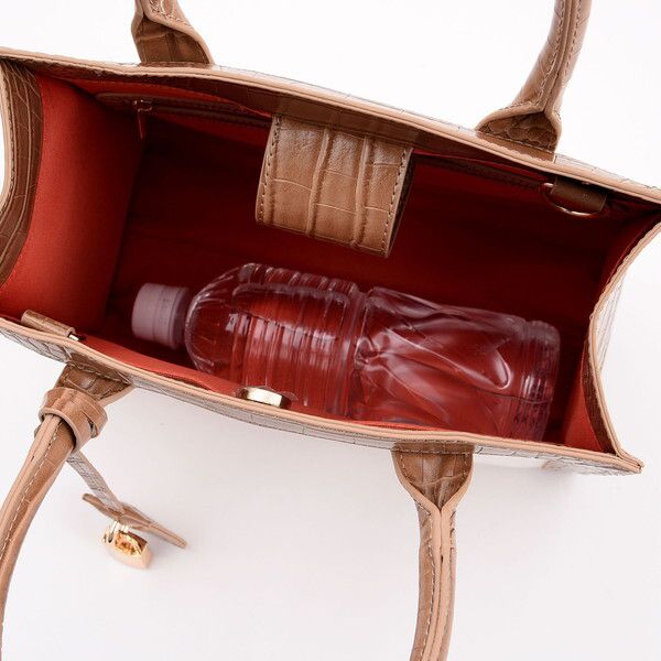 日本 COOCO - 2way撞色梯形托特手提包/側背包-白 (28x22x13cm)