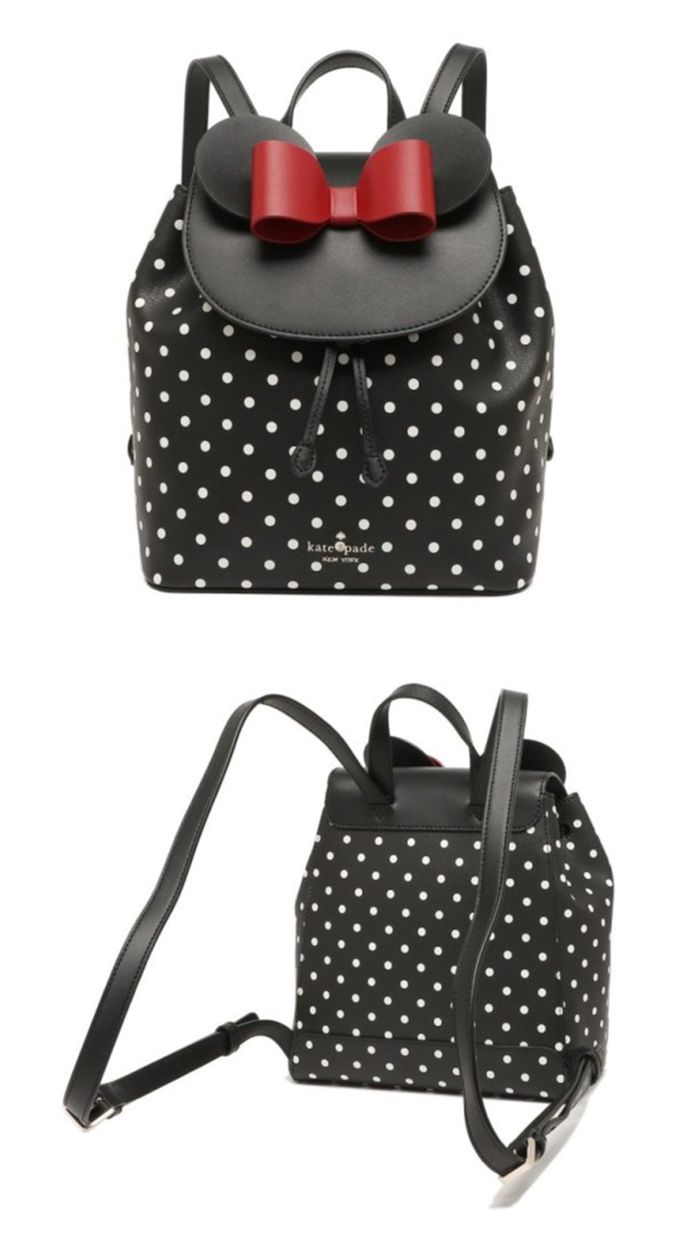 kate spade - 迪士尼聯名皮革後背包-黑色點點