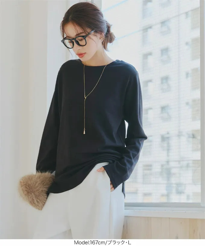 日本 Kobe Lettuce - 吸濕發熱簡約保暖長袖上衣-酒紅