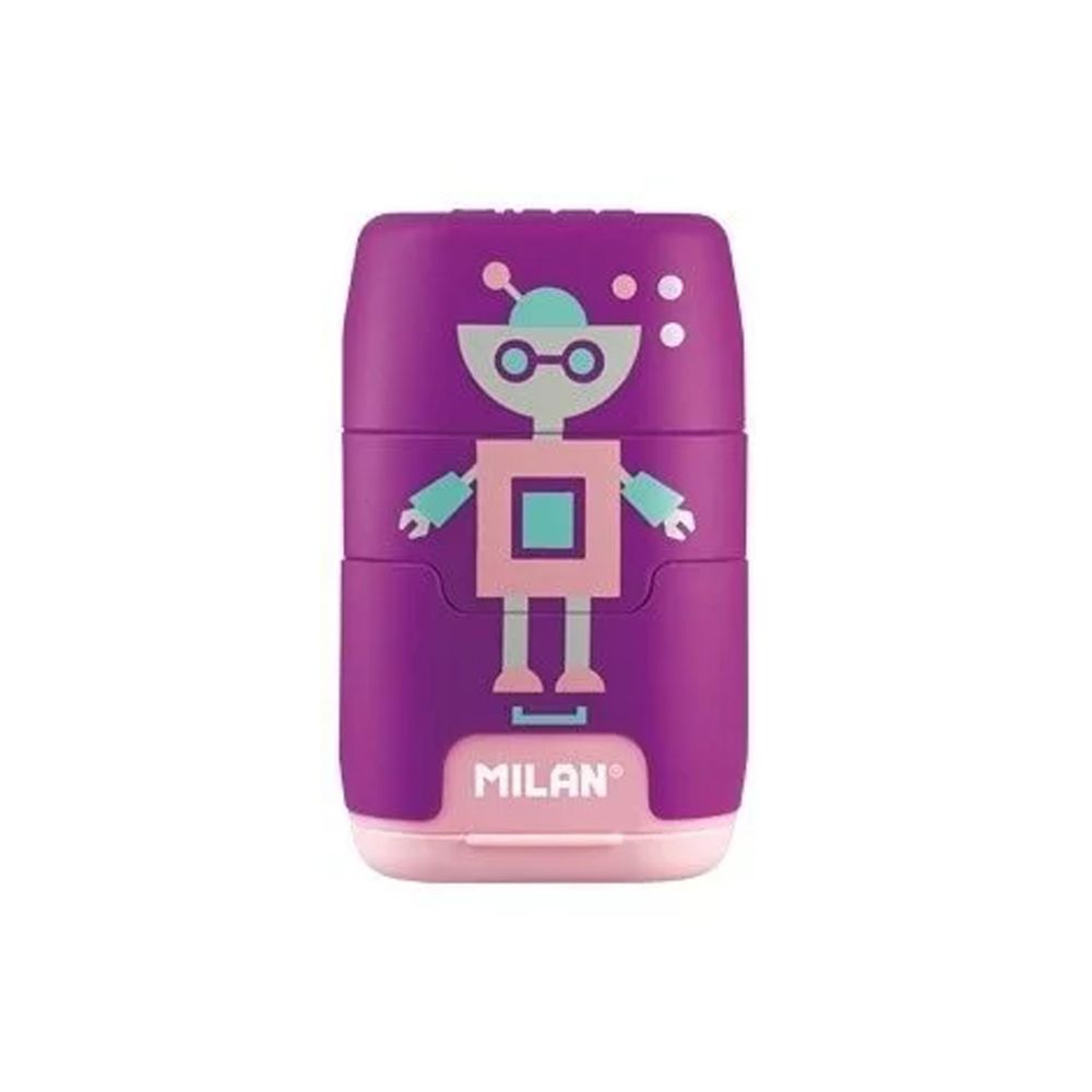 MILAN - COMPACT橡皮擦+削筆器_快樂機器人(紫)