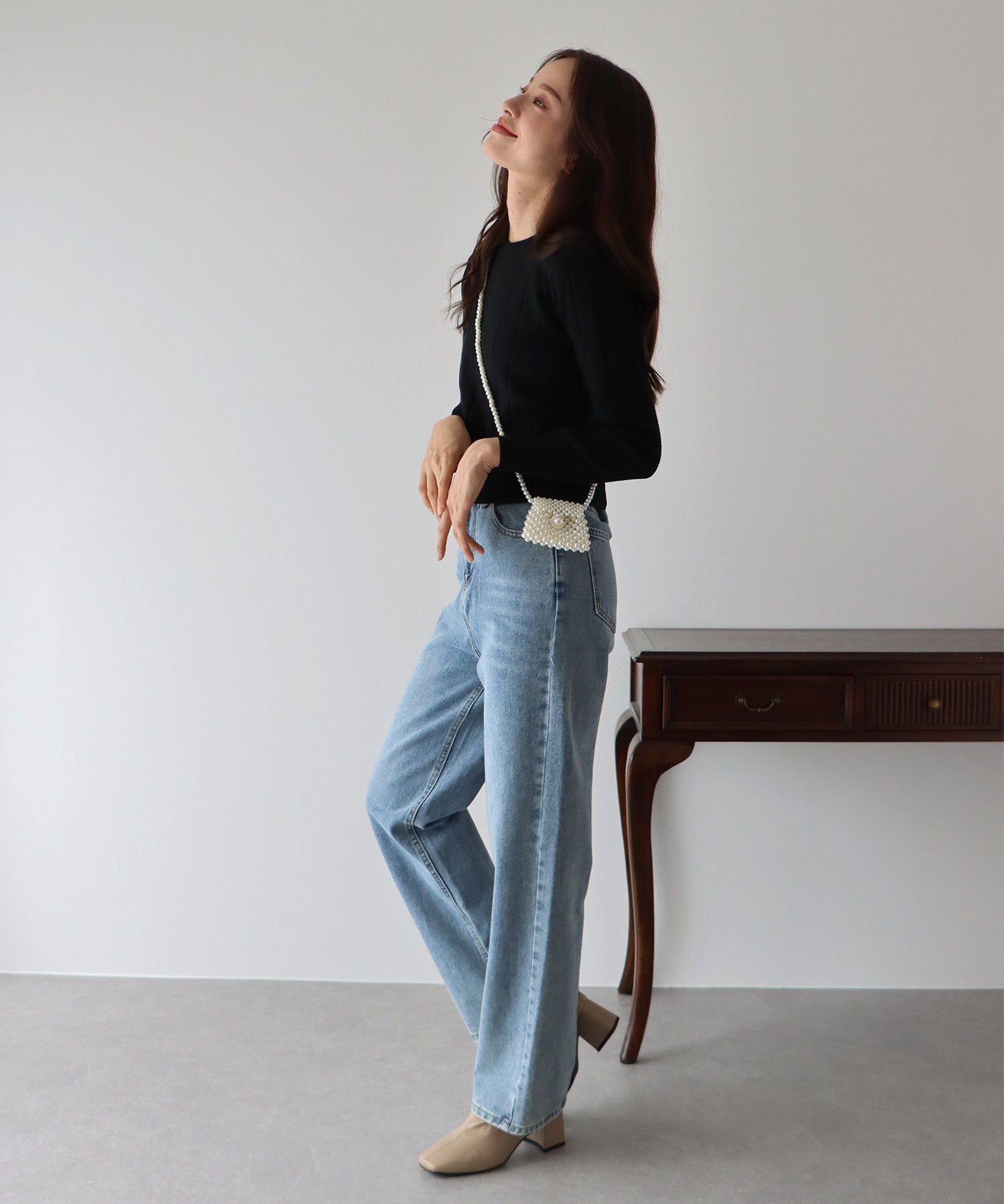 日本 BLUE EAST - 圓領粗羅紋針織上衣-紅