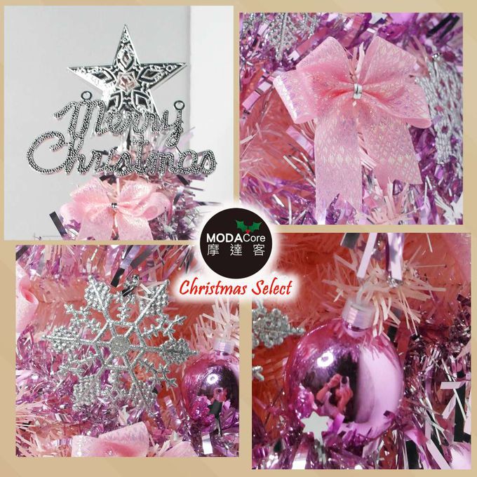 MODACore 摩達客 - 摩達客耶誕-2尺/2呎(60cm)特仕幸福型裝飾粉紅色聖誕樹 (浪漫粉紫銀雪花系全套飾品)超值組不含燈/本島免運費