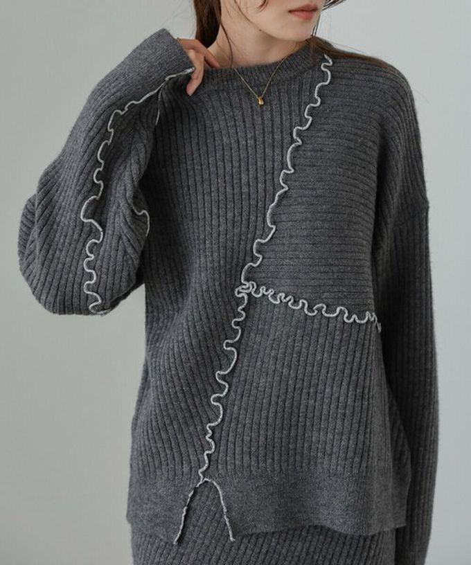 日本 Bab - 柔美曲線點綴寬鬆感針織上衣-象牙米