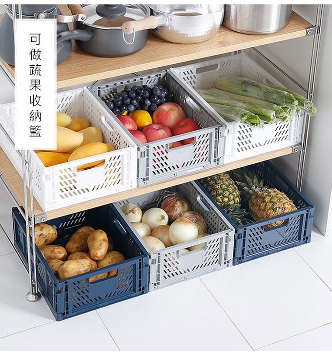 日本山田YAMADA - 日本製 可折疊整理儲物/收納籃2件組-軍綠