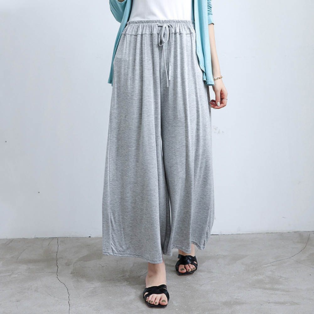 超修飾莫代爾彈力九分褲-淺灰色 (F)