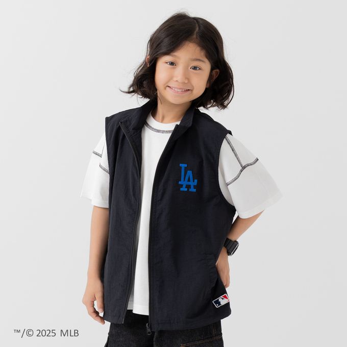 日本 Chil2 - MLB聯名 刺繡輕量尼龍背心-紐約洋基-黑