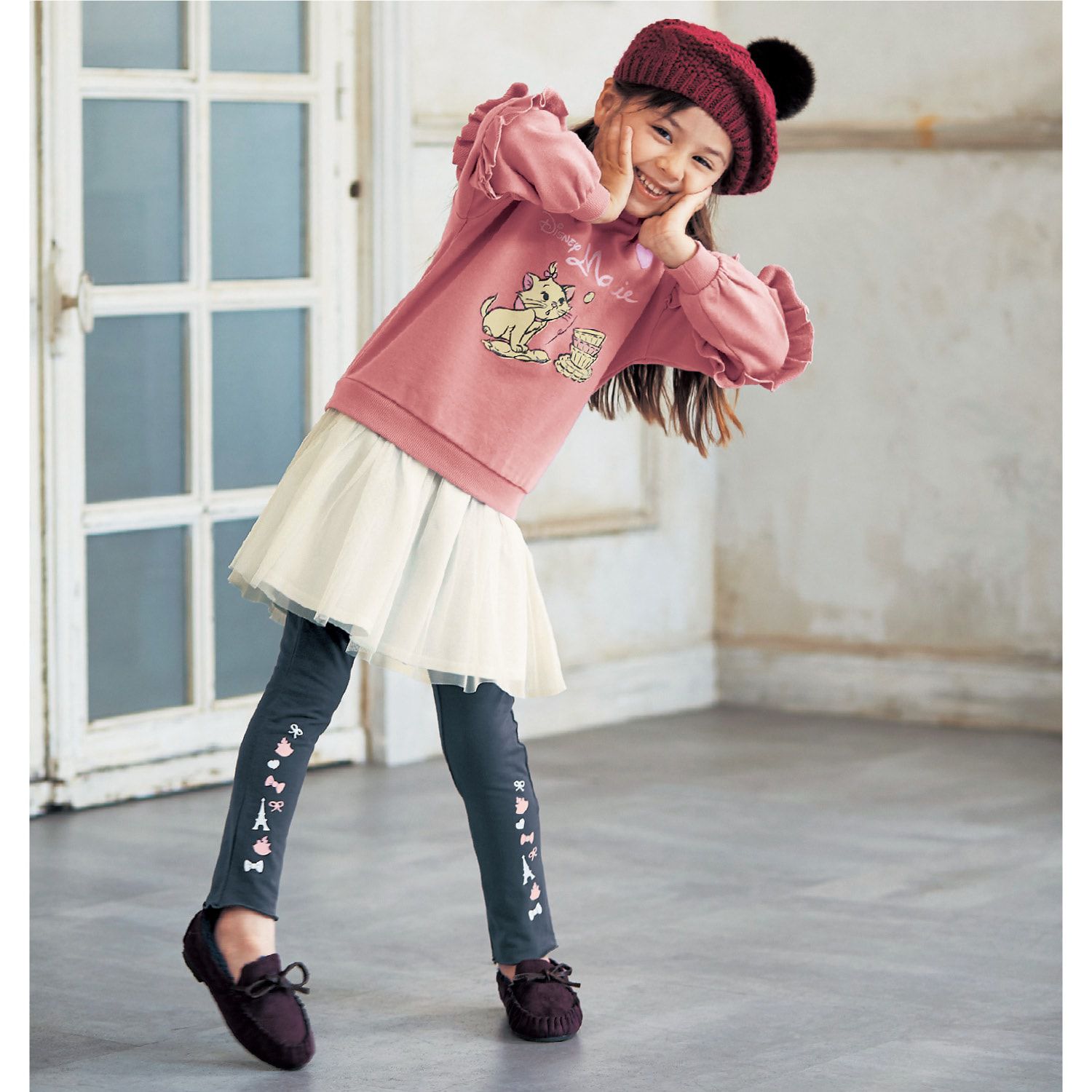 日本千趣會 - 聯名款 薄紗拼接印花內搭褲裙-粉紅