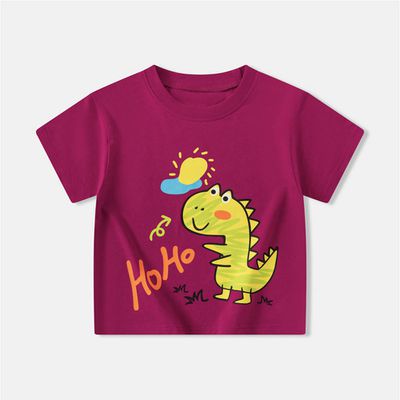 BE TOP - 純棉短袖上衣-HoHo彩繪恐龍-紫紅