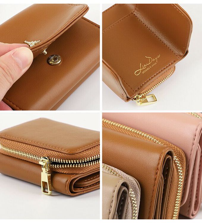 日本 LIZDAYS - 巴黎鐵塔三折輕巧迷你短夾-濃綠