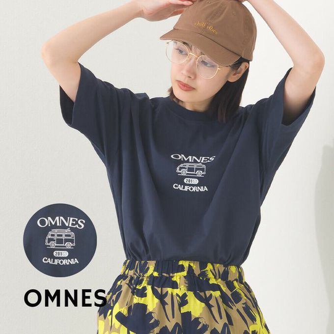日本 OMNES - 純棉印花休閒短袖上衣-加州露營車-深藍