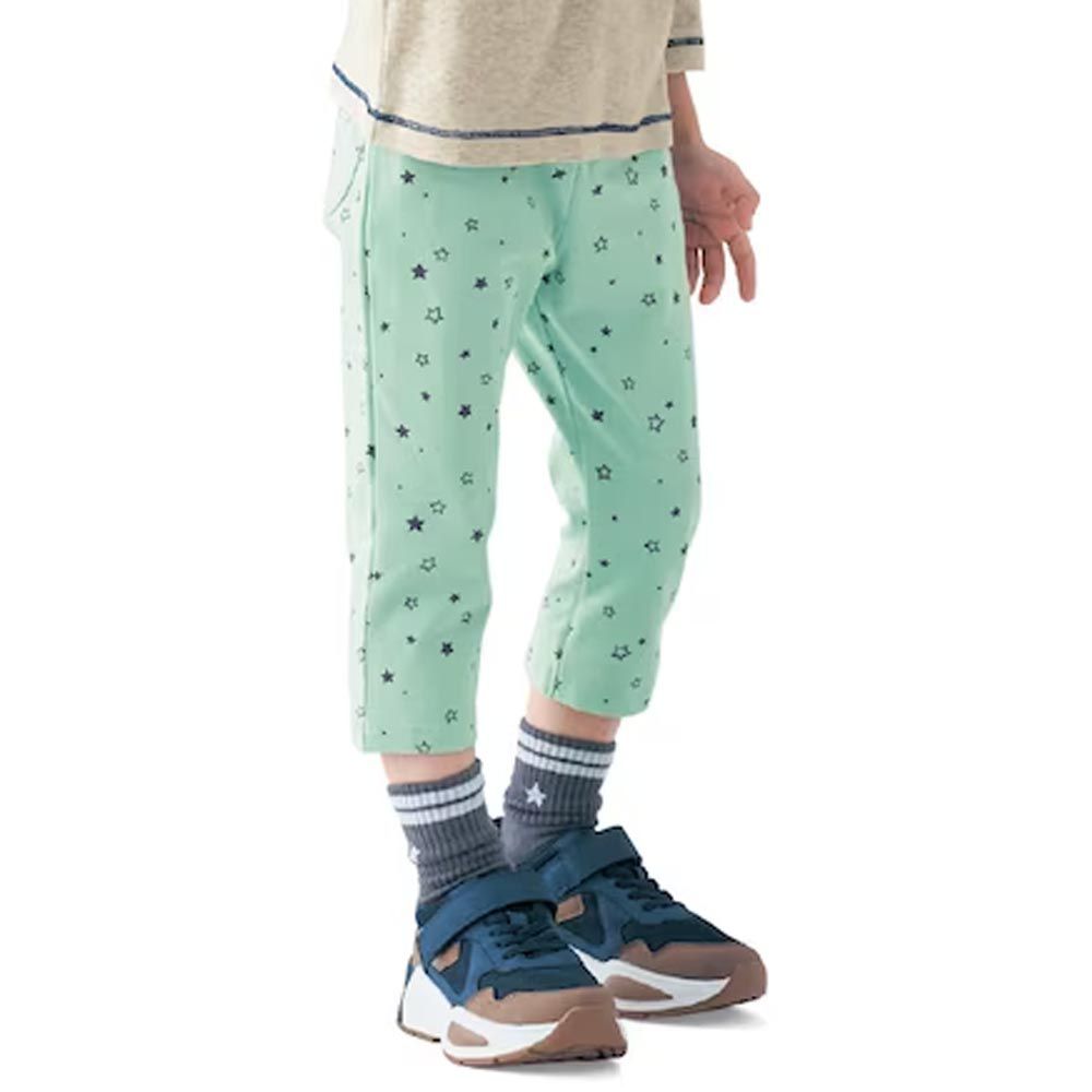 日本千趣會 - GITA 彈性舒適印花七分褲-薄荷綠星星