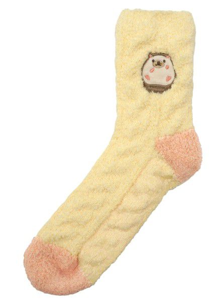 日本 friendshill - 可愛刺繡柔軟針織保暖長襪-可愛文鳥-水藍 (22-25cm)