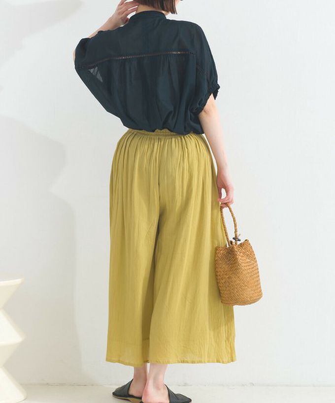 日本 Lupilien - 100%印度棉 輕盈飄逸寬褲-炭灰