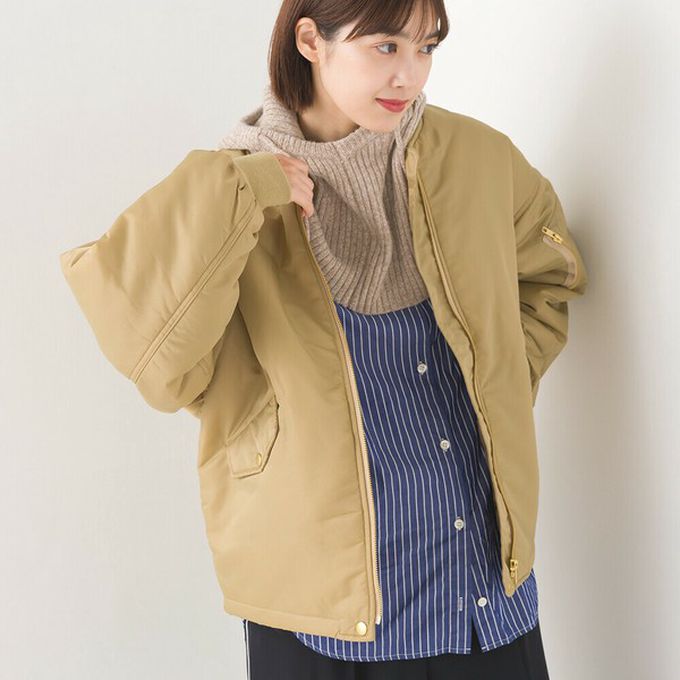 日本 OMNES - 輕量尼龍鋪棉保暖飛行外套-黑