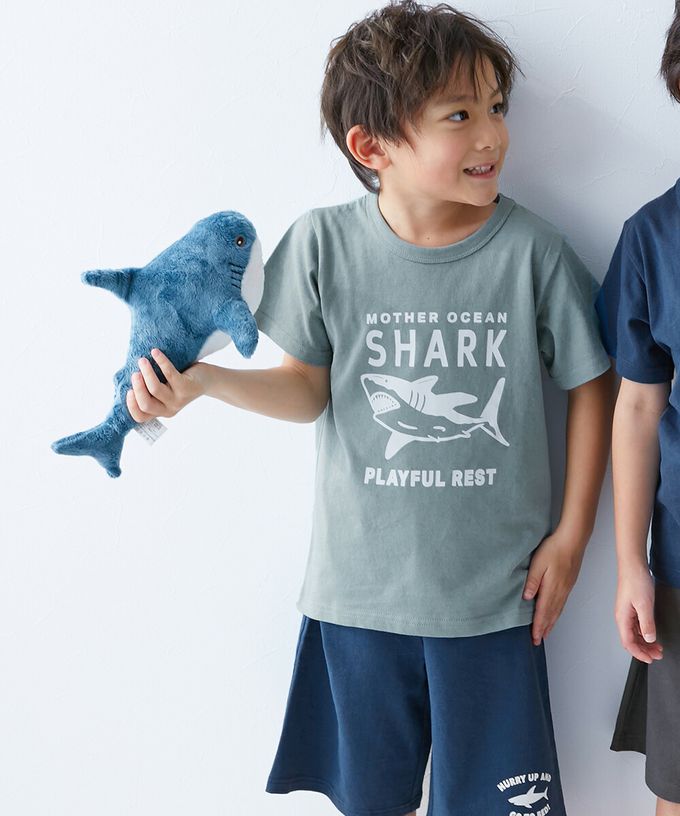 日本 devirock - 100%棉 短袖家居服/睡衣套裝-兩隻老虎-黑灰系