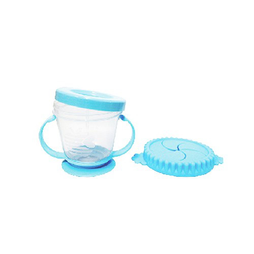 韓國 Pomier 朴蜜兒 - 韓製 HAPPYLAND asb Smart 防漏零食杯-(可當副食品保存盒)-藍色-280mL