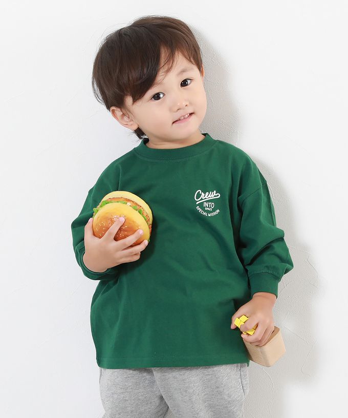 日本 devirock - 100%棉 定番印花寬版長袖上衣-幾何方塊-紫