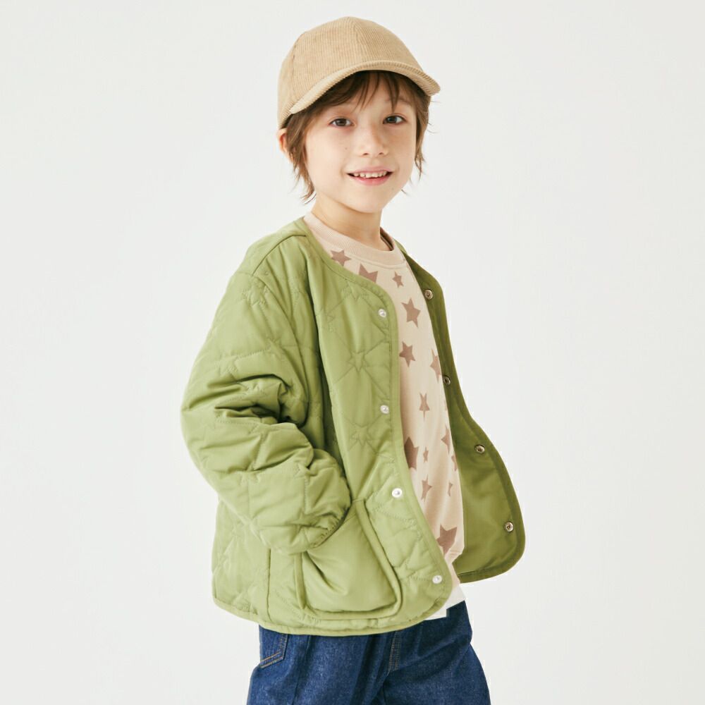 日本 evercloset - 星星絎縫保暖鋪棉外套(可機洗)-軍綠