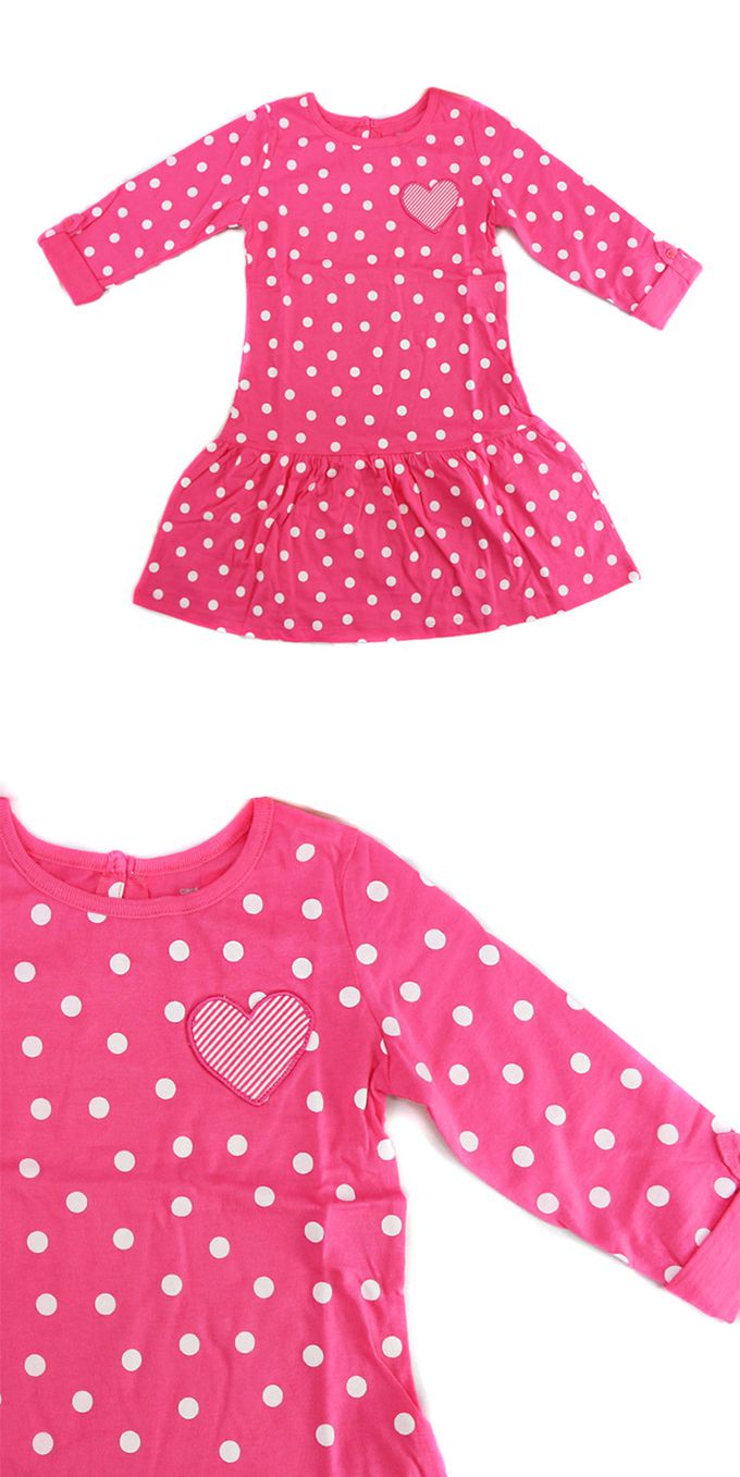 美國 Carter's - 愛心貼布點點長袖連身裙