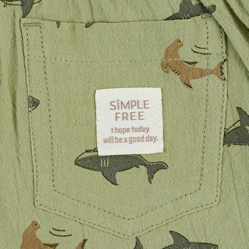 akachan honpo - 5分褲-麻料風-軍綠色