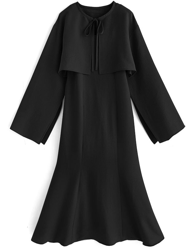 日本 GRL - 秘境之花綁帶開袖兩件式洋裝-淺卡其 (F)