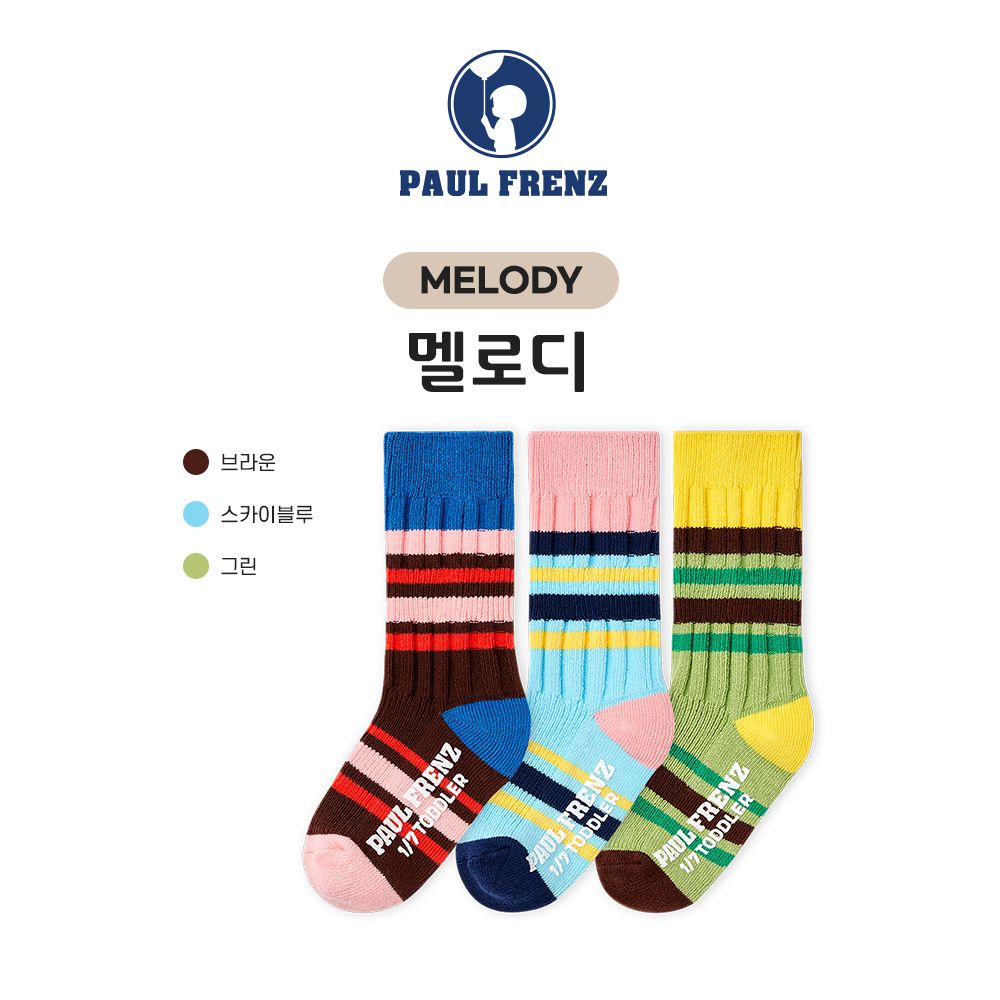 韓國 PAUL FRENZ - (3入組)韓製彈力中長筒襪-MELODY