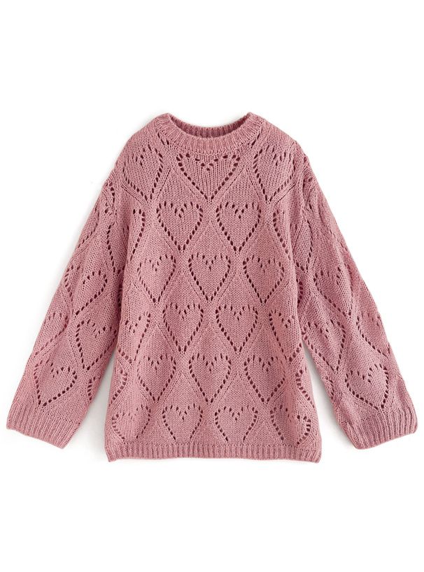 日本 GRL - 愛心鏤空針織上衣-粉紅 (F)