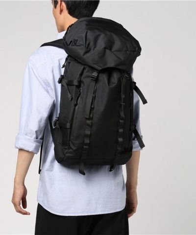 日本 Anello - 束繩雙排扣後背包登山包日用包-BK黑色