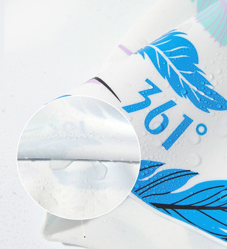 361° - 成人印花矽膠泳帽-羽毛-白色 (頭圍65cm以下)