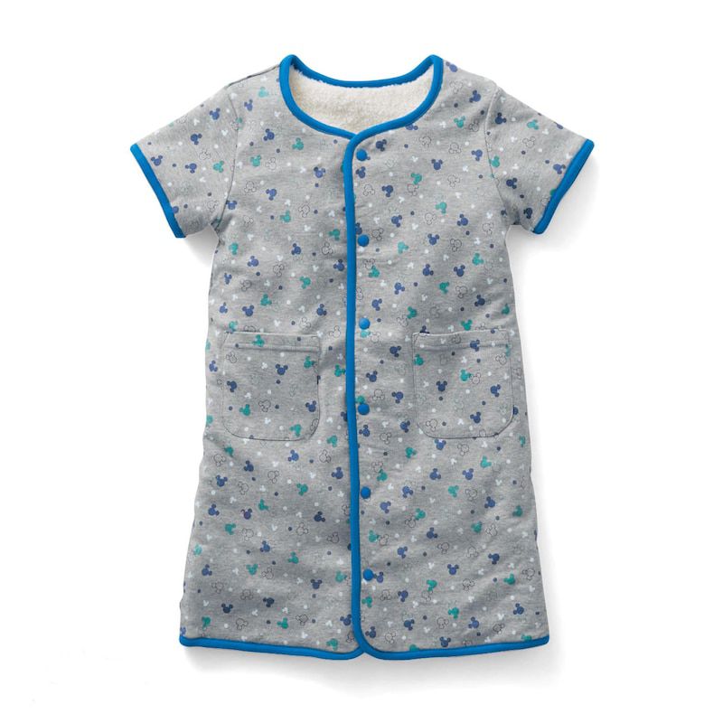 日本千趣會 - 迪士尼 刷毛保暖防踢被/背心-滿版米奇-深灰