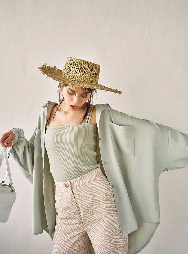 日本 GRL - 慵懶風傘狀寬鬆雪紡襯衫/外套-白