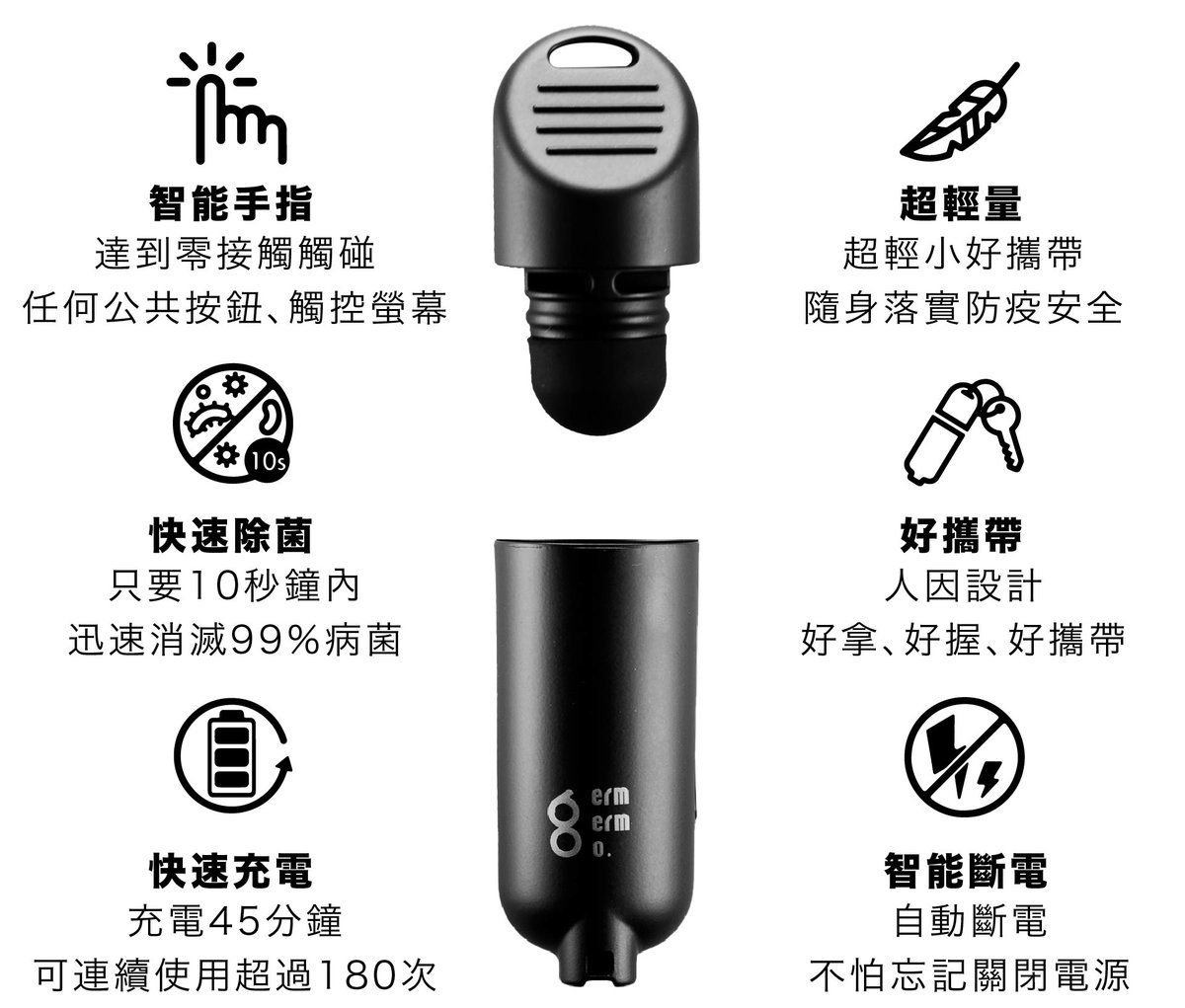 電梯、ATM免接觸！ 智能手指紫外線除菌燈  可觸控3C螢幕