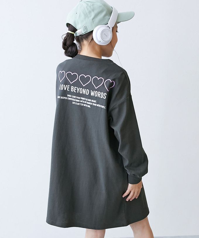 日本 devirock - 100%棉 定番印花休閒長袖洋裝-BROOKLYN-羅蘭紫