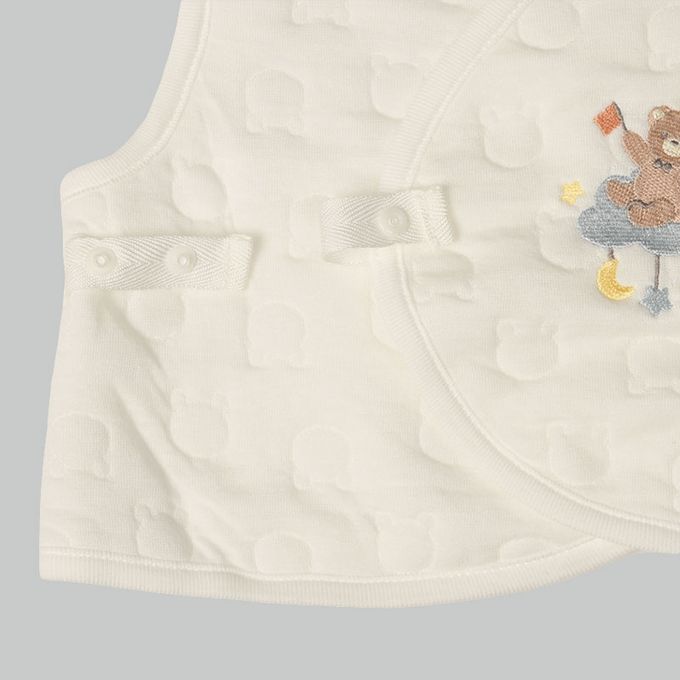 akachan honpo - 長袖連身衣 保暖鋪棉-附背心-米白色 (50~60cm)